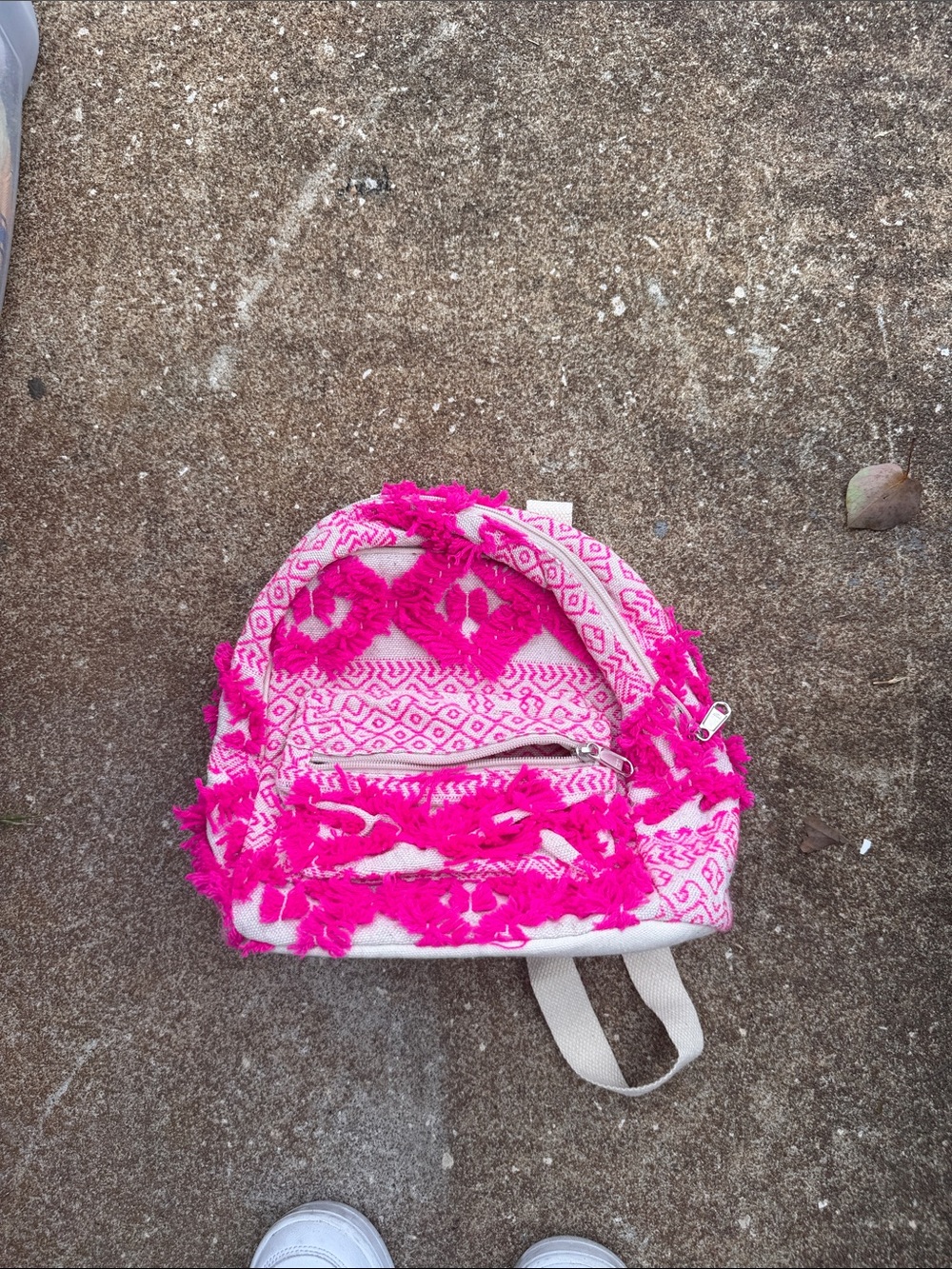 Women’s Aztec Pink Fringe Patterned Mini Backpack. NEW